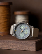 Offwhite solar chronograph leather strap watches