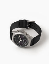 Black Solar chronograph leather strap watches