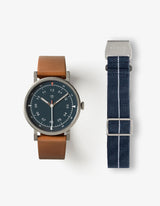 MUS-02 BROWN 40MM + NAVY PARACHUTE STRAP SET