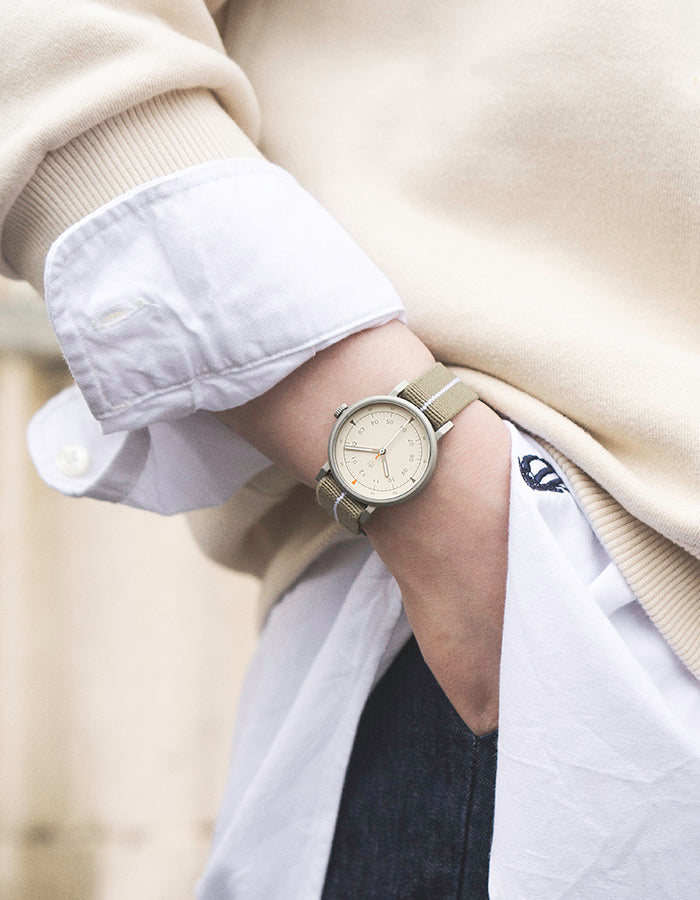 MUS-01 KHAKI P 34MM + ORANGE PARACHUTE STRAP SET