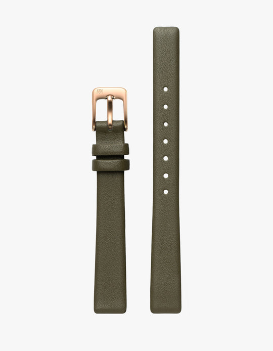 12MM OLIVE LEATHER STRAP (ROSE)