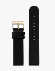 12mm Black Leather Strap (Gold)