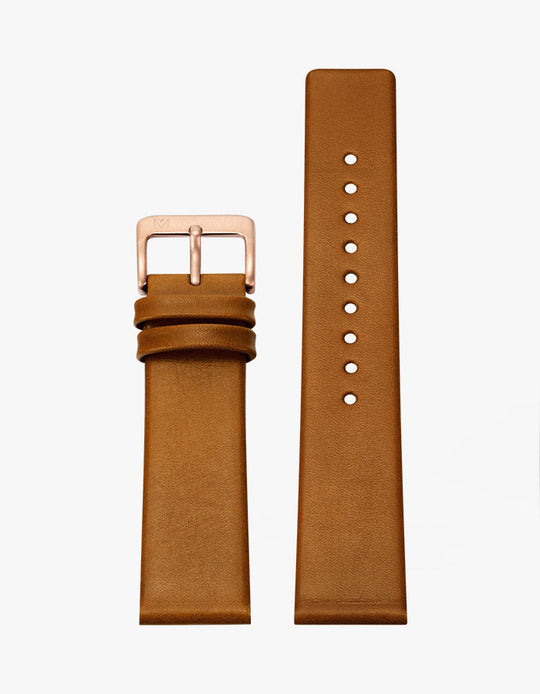 14mm Deco Brown Leather Strap (Rose Gold)